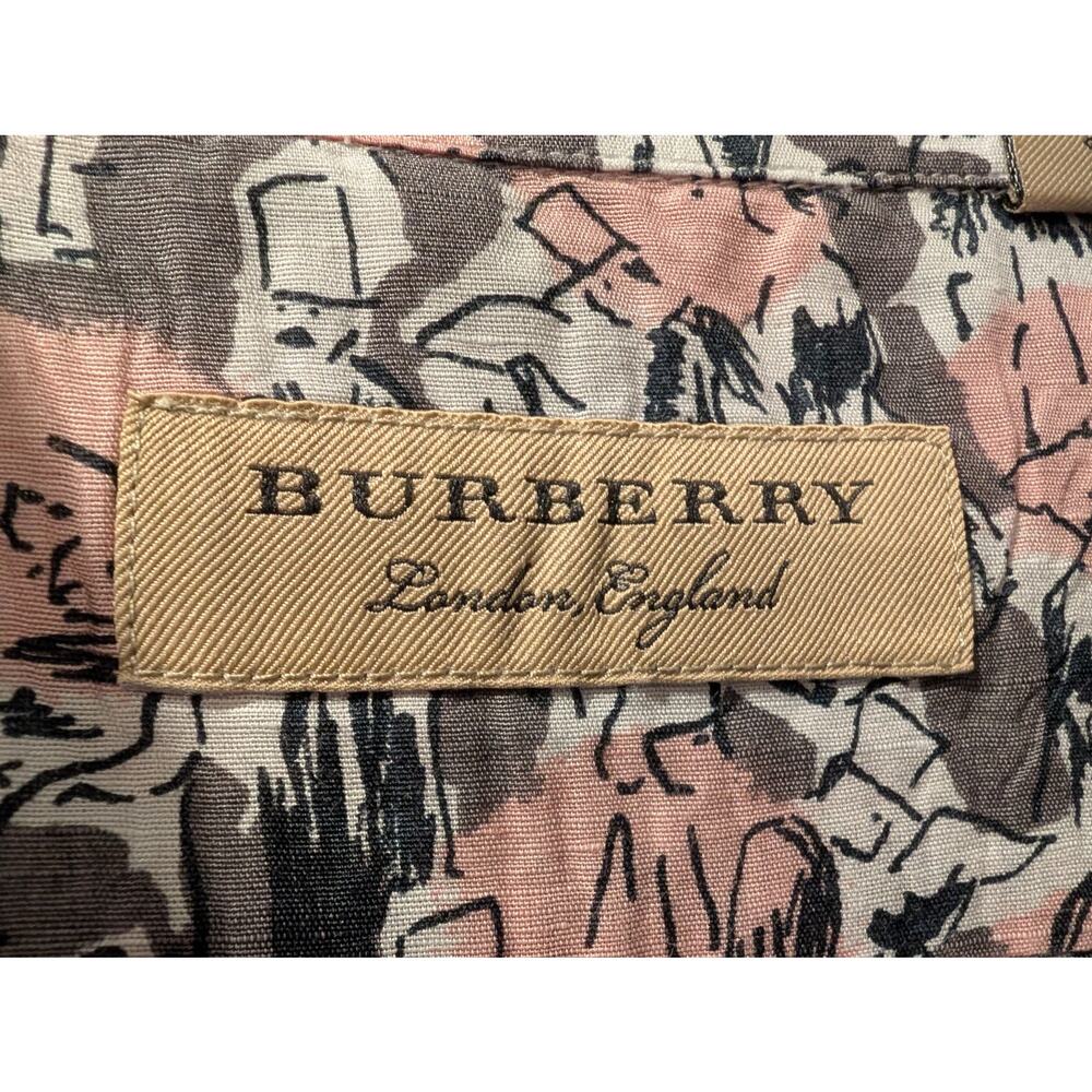 Burberry Men's Linen Graphic Sketch Print Button-down Size Large Gray Pink - Picture 4 of 10